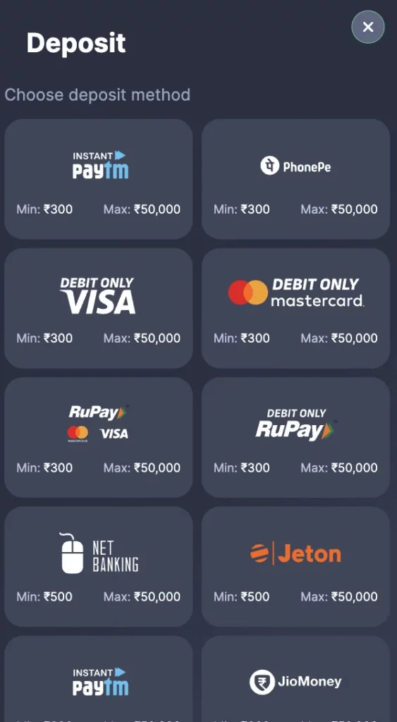 Payment methods in Bettilt app